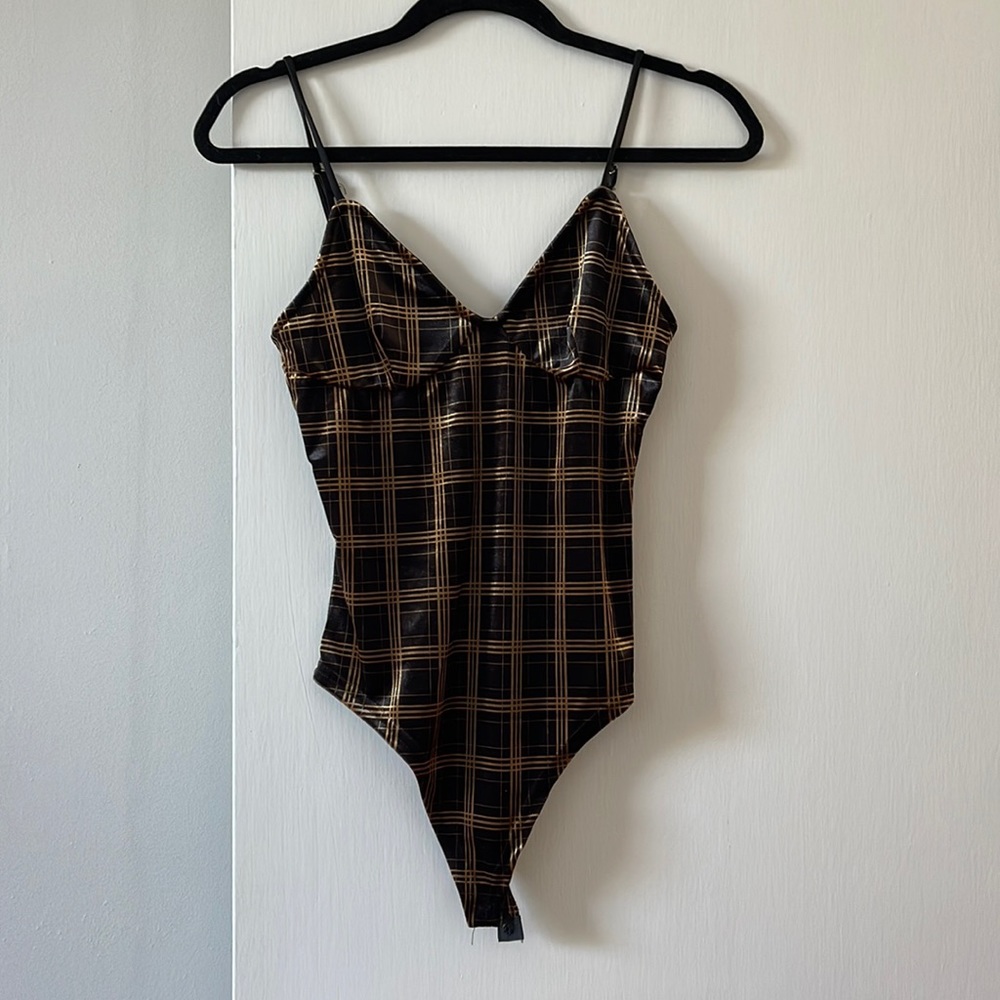 Brand new velvet plaid bodysuit